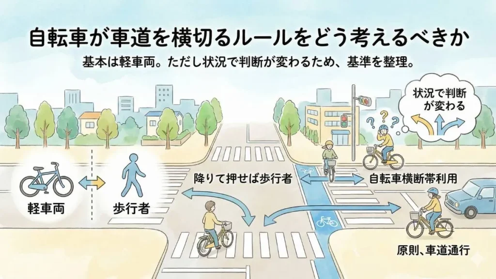 自転車が車道を横切るルールをどう考えるべきか