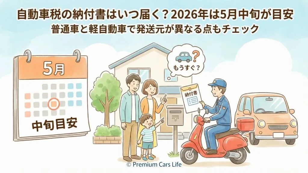 自動車税の納付書はいつ届く?2026年は5月中旬が目安