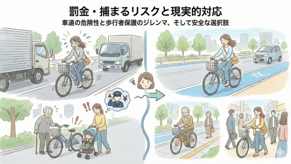 自転車の歩道禁止はおかしい？罰金・捕まるリスクと現実的対応