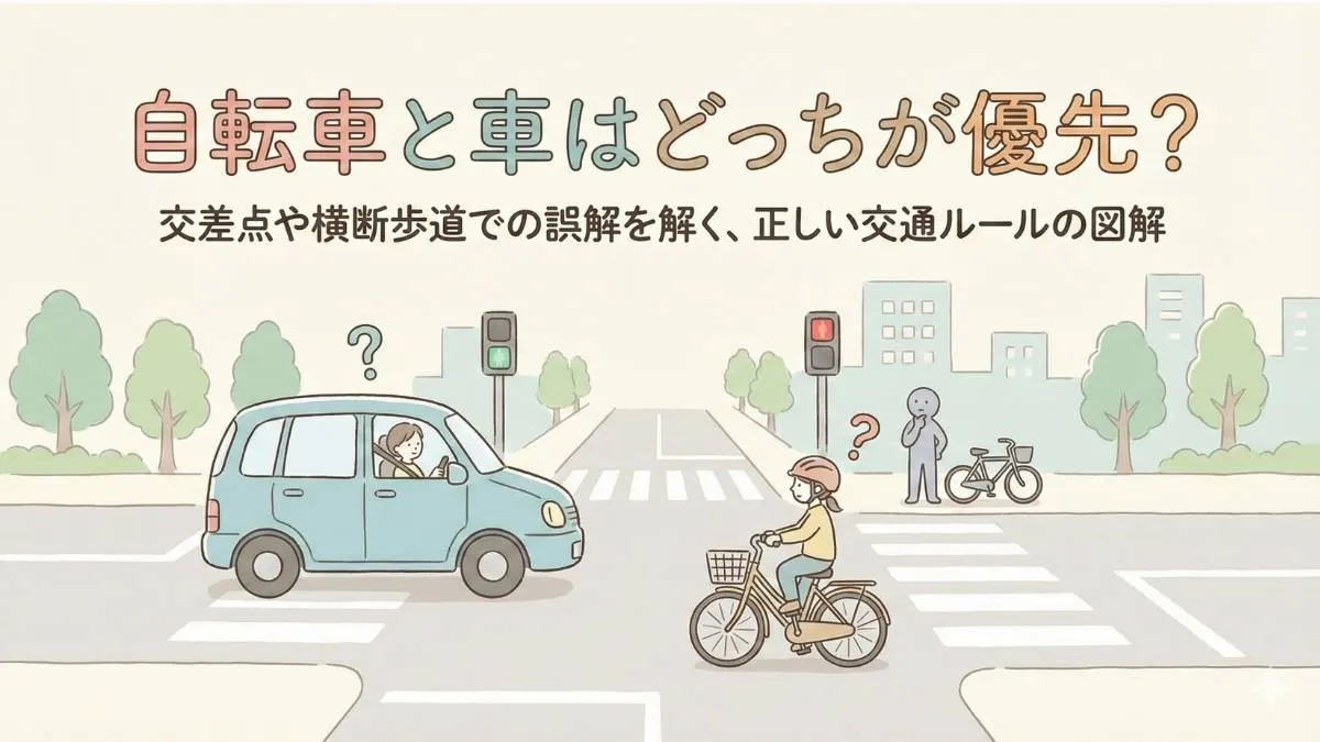 自転車と車はどっちが優先？交差点・横断歩道・信号なし場面を制度的に整理