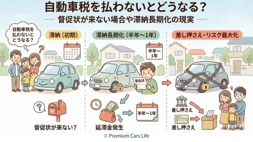 自動車税を払わないとどうなる？督促状が来ない場合や滞納長期化の現実