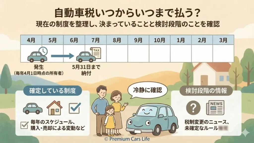 自動車税いつからいつまで払う？2026年の納付期限・滞納リスクを制度から冷静に整理
