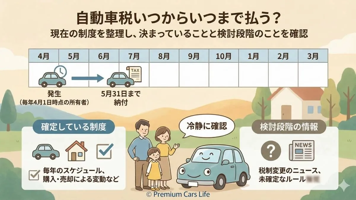 自動車税いつからいつまで払う?2026年の納付期限・滞納リスクを制度から冷静に整理