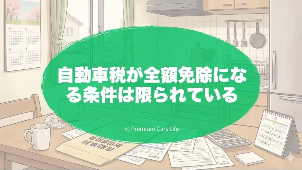 自動車税が全額免除になる条件は限られている