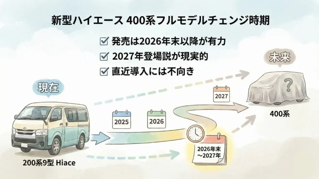 新型ハイエース 400系フルモデルチェンジ時期