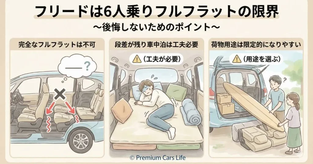 フリードは6人乗りフルフラットの限界
