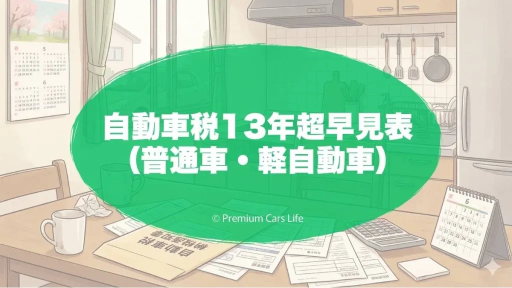 自動車税13年超早見表2025の考え方（普通車・軽自動車）