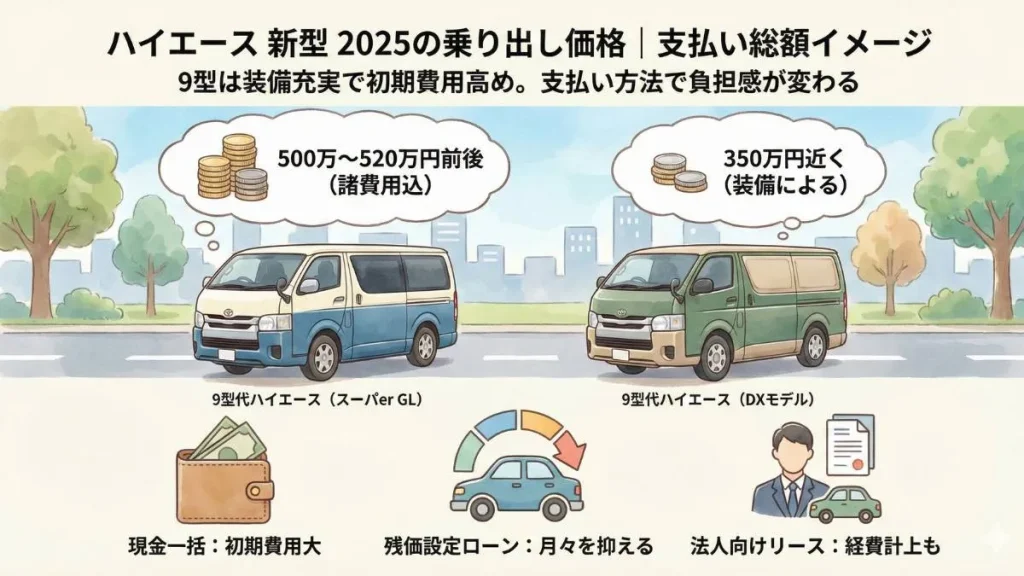 ハイエース 新型 2025の乗り出し価格｜支払い総額イメージ