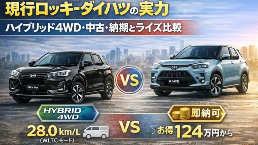 現行ロッキーダイハツの実力（ハイブリッド4WD・中古・納期）とライズ比較