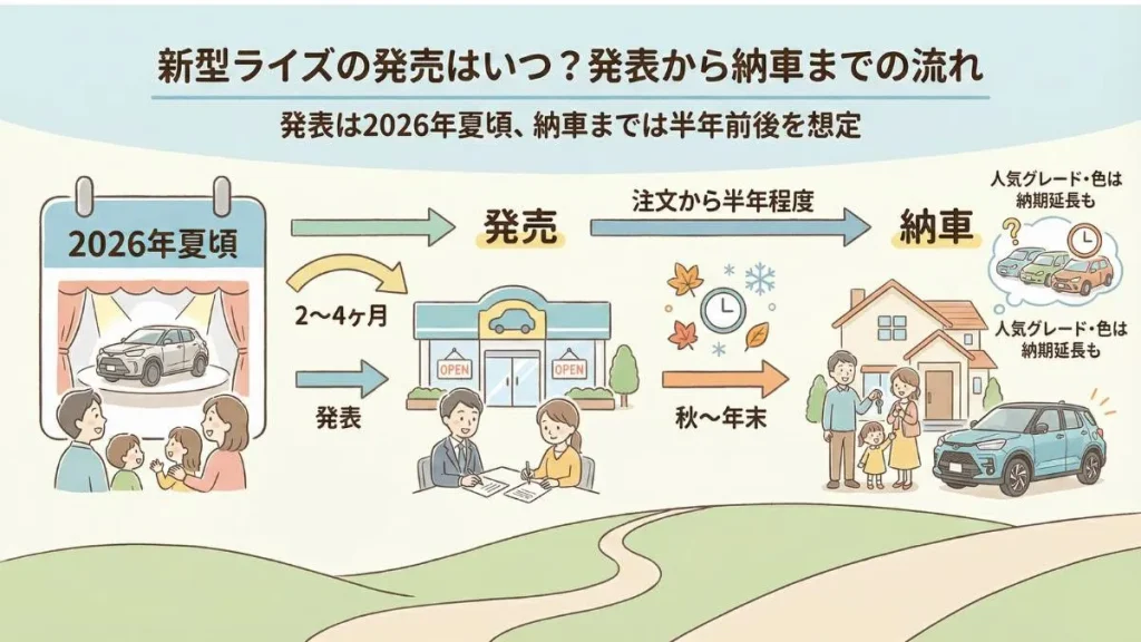 新型ライズの発売はいつですか?発表から納車までの流れ