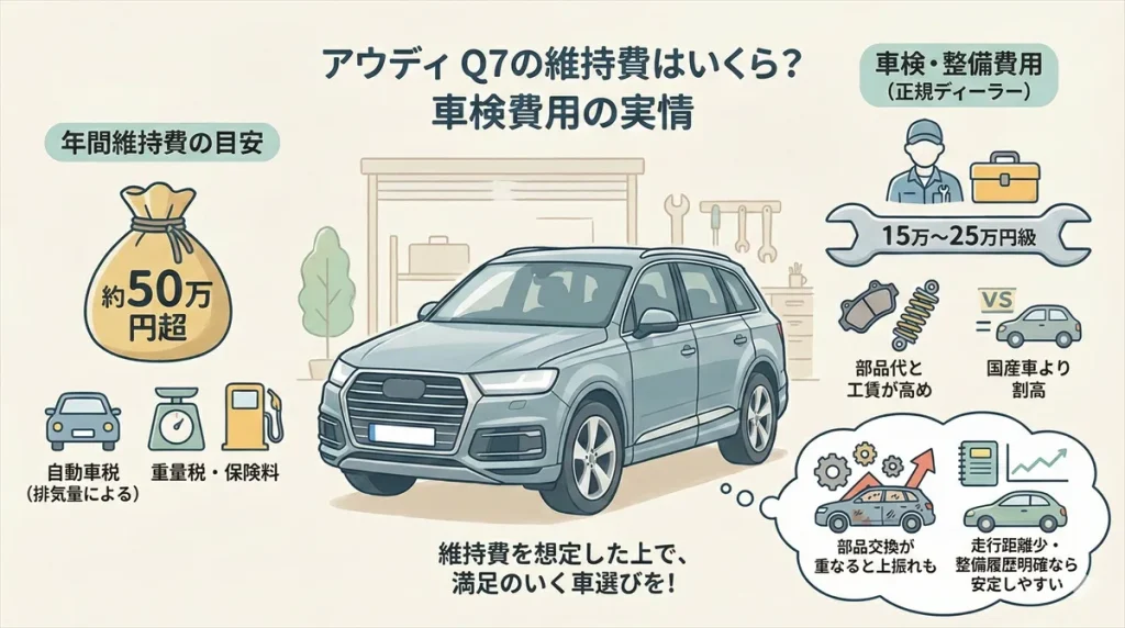 アウディ Q7の維持費はいくら?車検費用の実情
