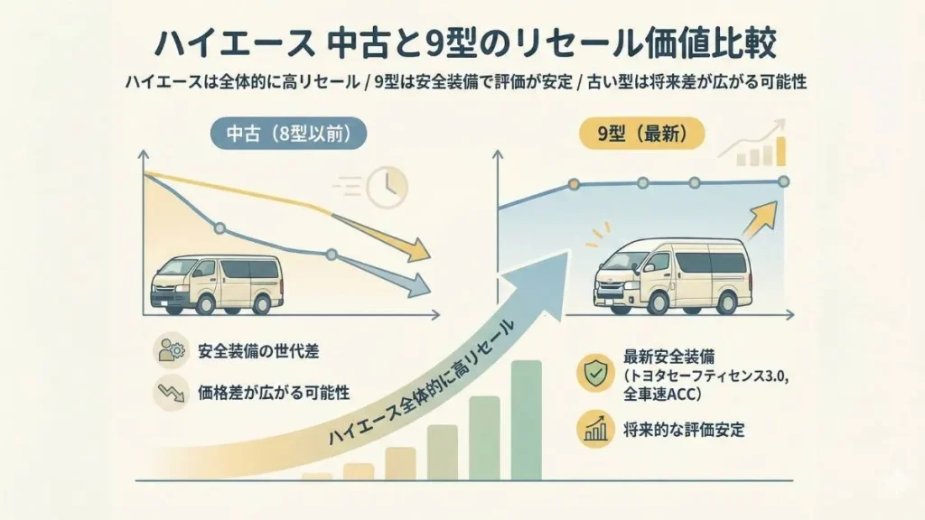 ハイエース  中古と9型のリセール価値比較