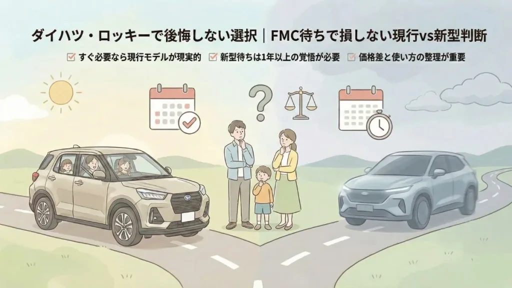 ダイハツ・ロッキーで後悔しない選択｜FMC待ちで損しない現行vs新型判断