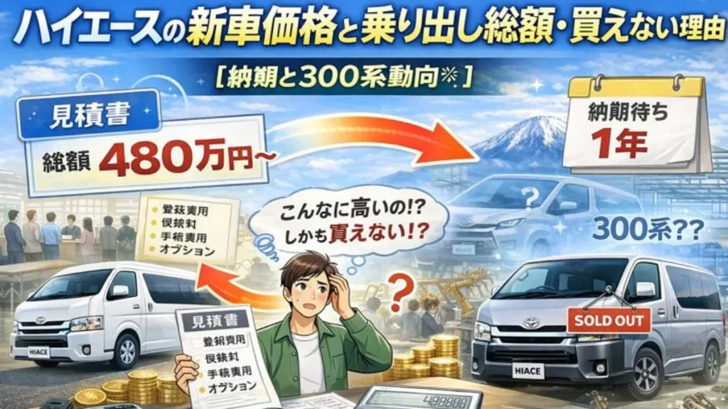 ハイエースの新車価格と乗り出し総額・買えない理由【納期と300系動向】