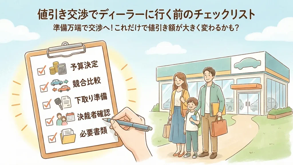 値引き交渉でディーラーに行く前のチェックリスト