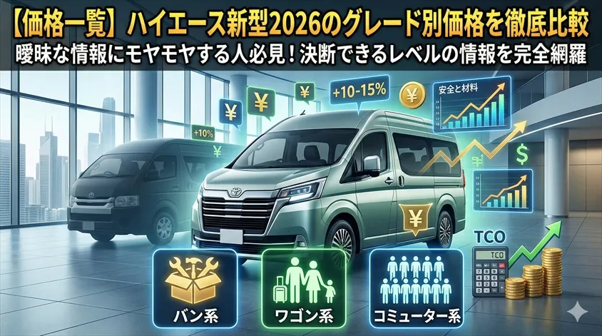 【価格一覧】ハイエース新型2026のグレード別価格を徹底比較