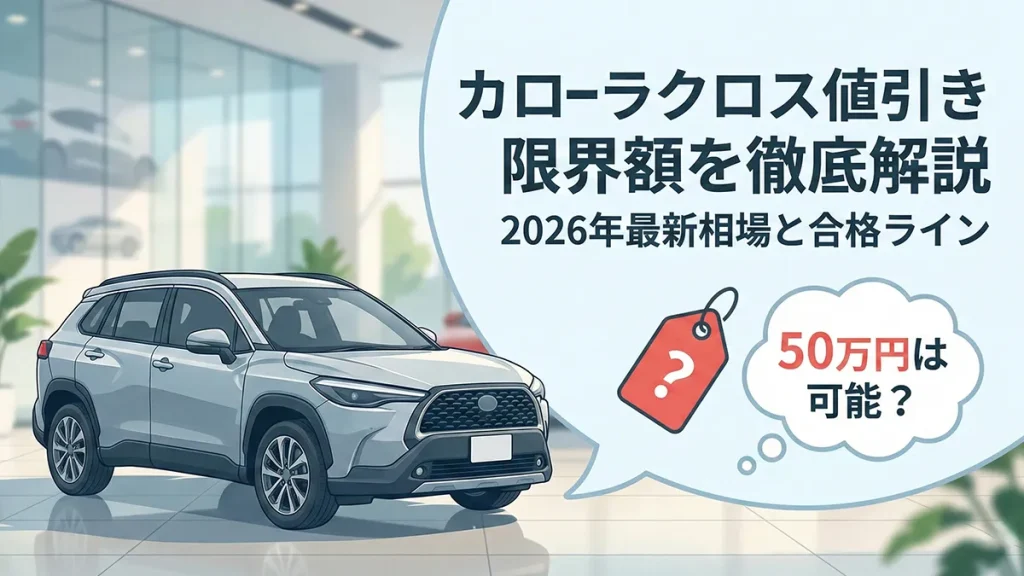【2026年最新】カローラクロス値引き限界額と合格ラインを徹底解説!最大50万円引きを勝ち取る交渉術