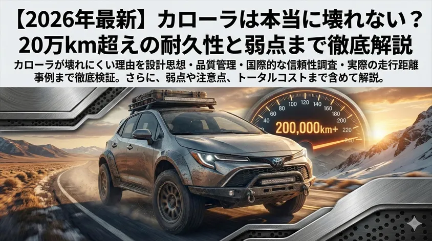 【2026年最新】カローラは本当に壊れない?20万km超えの耐久性と弱点まで徹底解説