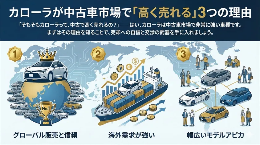 カローラが中古車市場で「高く売れる」3つの理由