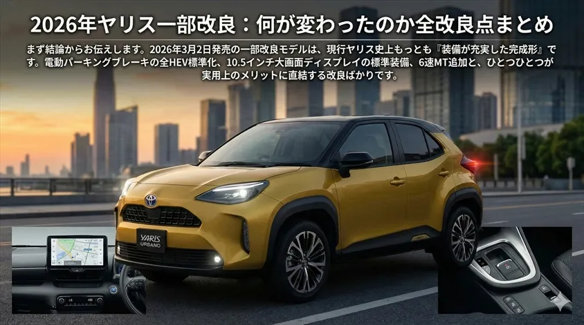 2026年ヤリス一部改良:何が変わったのか全改良点まとめ