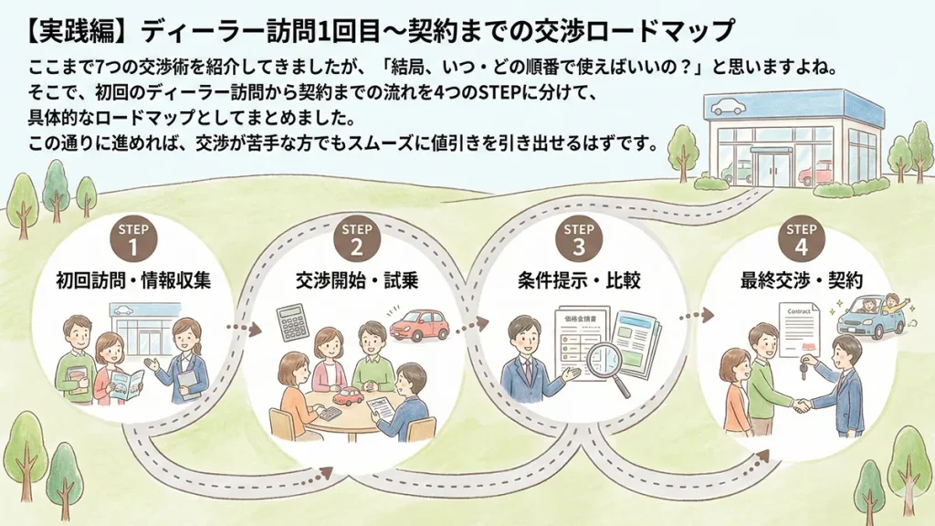 【実践編】ディーラー訪問1回目〜契約までの交渉ロードマップ