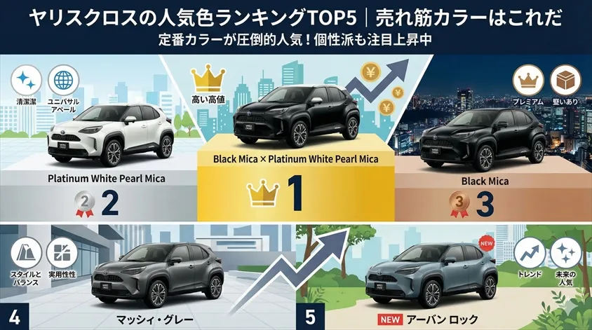 ヤリスクロスの人気色ランキングTOP5｜売れ筋カラーはこれだ