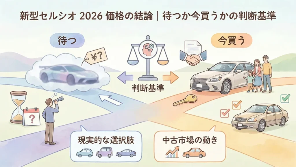 新型セルシオ 2026 価格の結論｜待つか今買うかの判断基準