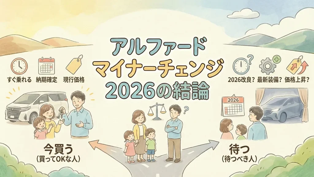 アルファード マイナーチェンジ 2026の結論｜今買うか待つか