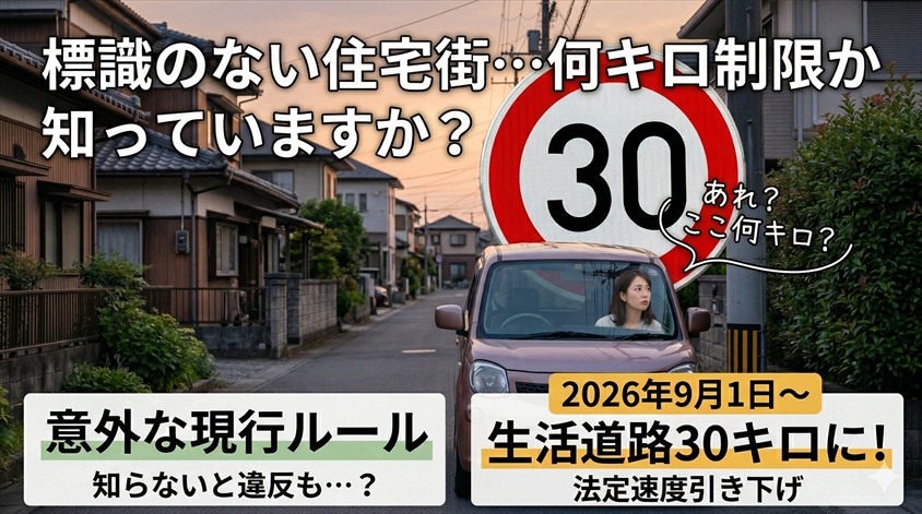 標識ない住宅街、何キロ制限か知ってますか？意外な現行ルール