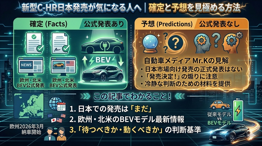 新型C-HR日本発売が気になる人へ|確定と予想を見極める方法