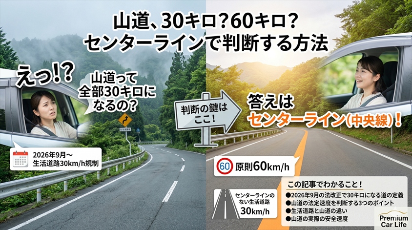 山道は30キロ？60キロ？センターラインで判断する方法