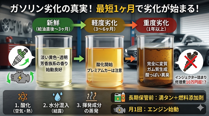 ガソリンは最短1ヶ月で劣化する！保管場所別に期間を解説