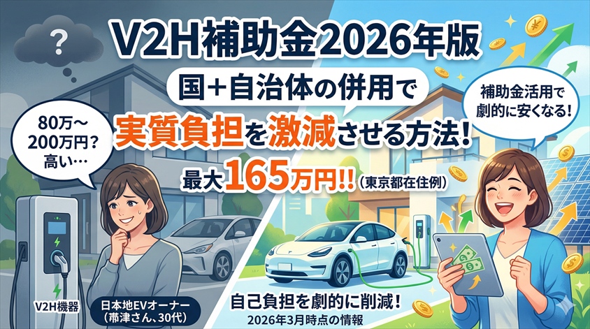 V2H補助金2026年版｜国＋自治体の併用で実質負担を激減させる方法
