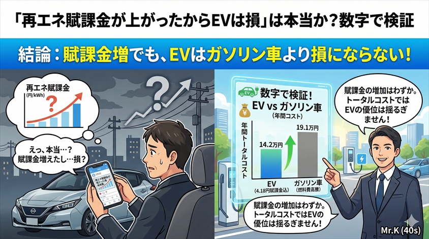 「再エネ賦課金が上がったからEVは損」は本当か?数字で検証