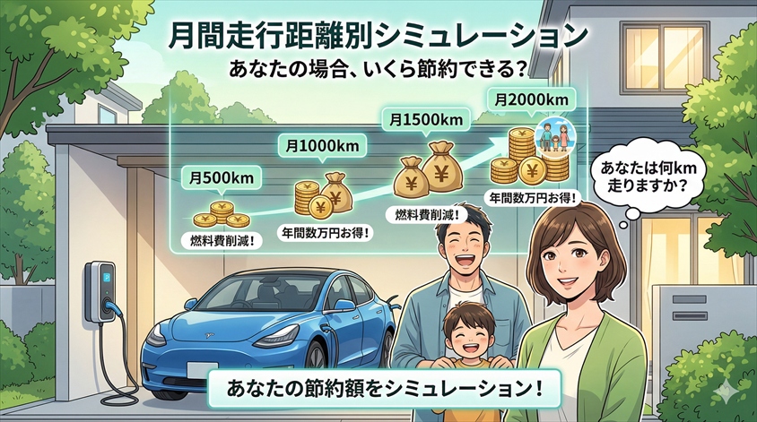 月間走行距離別シミュレーション――あなたの場合、いくら節約できる?