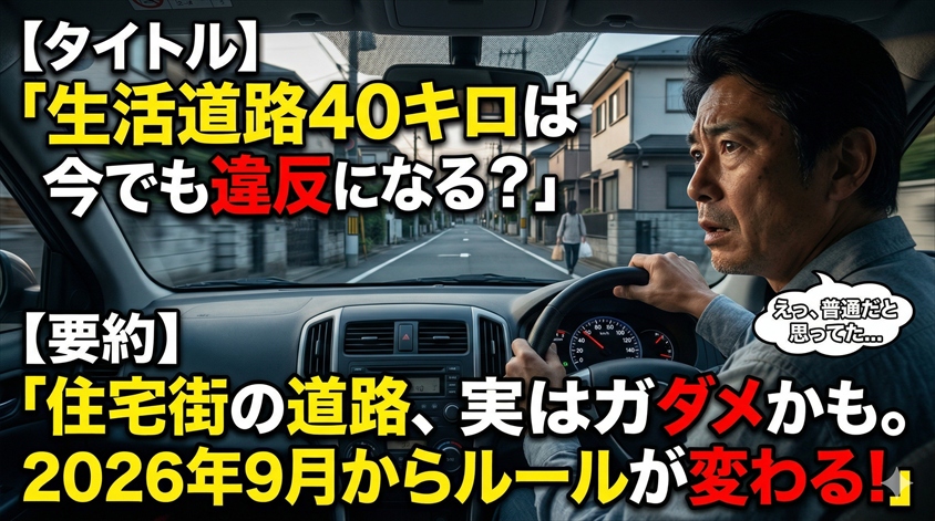 生活道路40キロは今でも違反になる?標識・中央線で判断