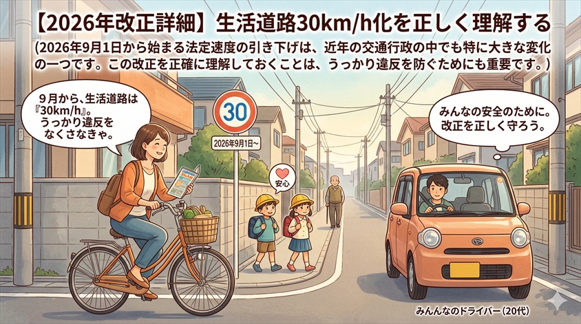 【2026年改正詳細】生活道路30km/h化を正しく理解する