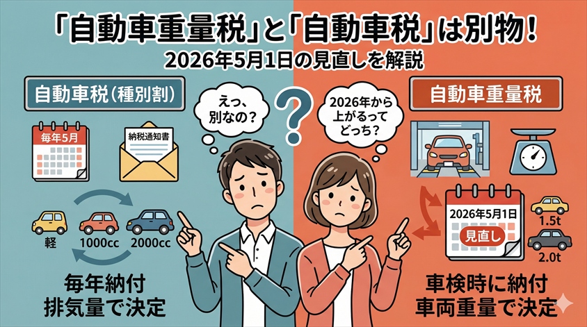 「自動車重量税」との違いに注意！2026年5月1日からの見直しを解説