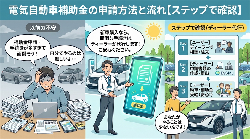 電気自動車補助金の申請方法と流れ【ステップで確認】