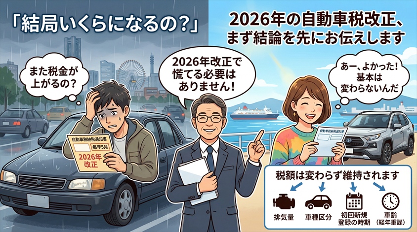 2026年の自動車税改正——「結局いくらになるの？」まず結論を先にお伝えします