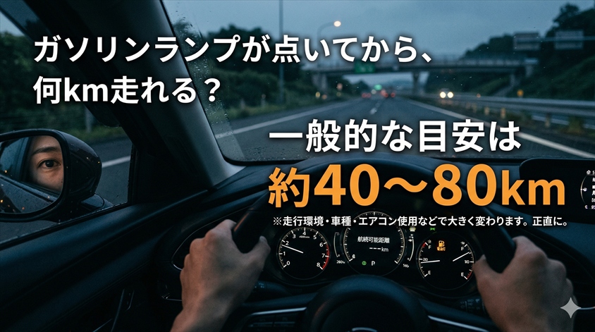 ガソリンランプが点いてから何km走れる?正直に答えます