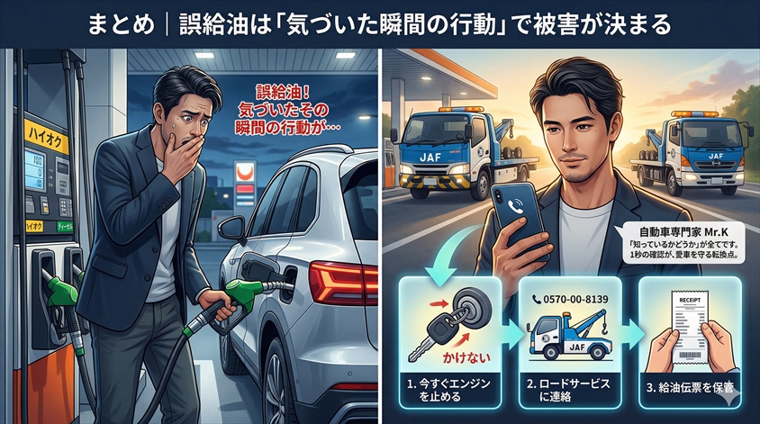 まとめ｜誤給油は「気づいた瞬間の行動」で被害が決まる