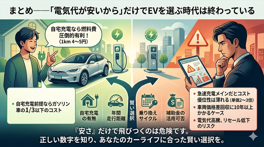 まとめ――「電気代が安いから」だけでEVを選ぶ時代は終わっている