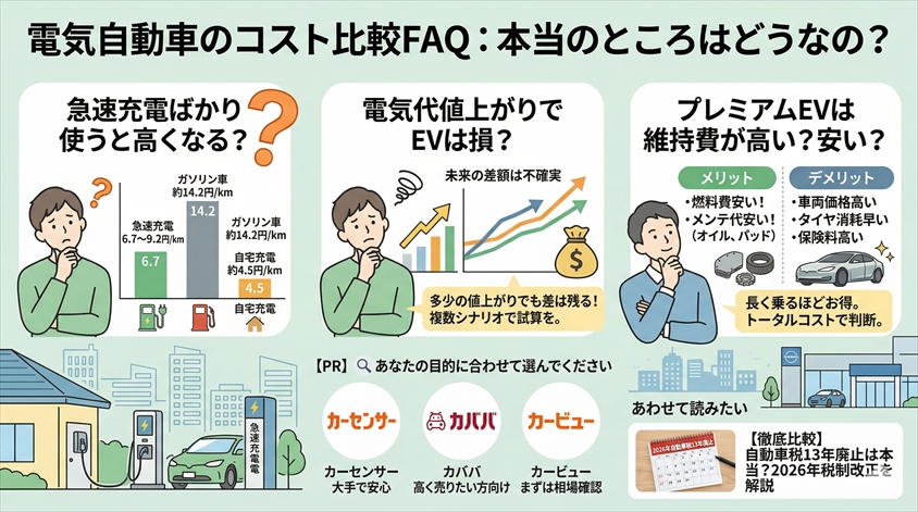 電気自動車の電気代とガソリン代の比較についてのよくある質問(FAQ)