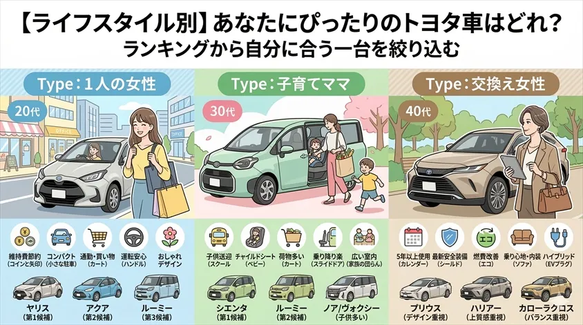 【ライフスタイル別】あなたにぴったりのトヨタ車はどれ？