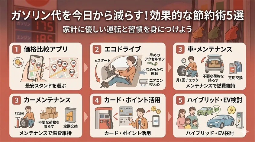 ガソリン代を今日から減らす！効果的な節約術5選