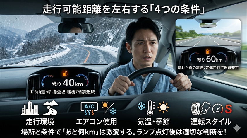 走行可能距離を左右する「4つの条件」