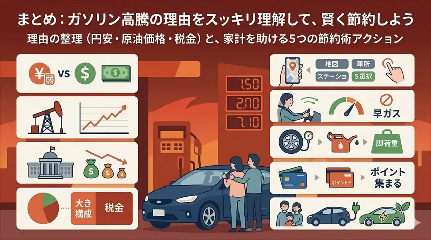 まとめ：ガソリン高騰の理由をスッキリ理解して、賢く節約しよう