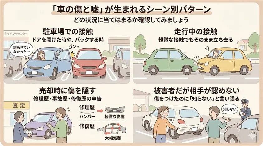「車の傷と嘘」が生まれるシーン別パターン