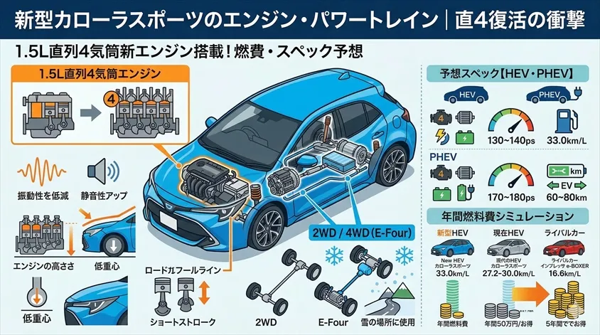 新型カローラスポーツのエンジン・パワートレイン｜直4復活の衝撃